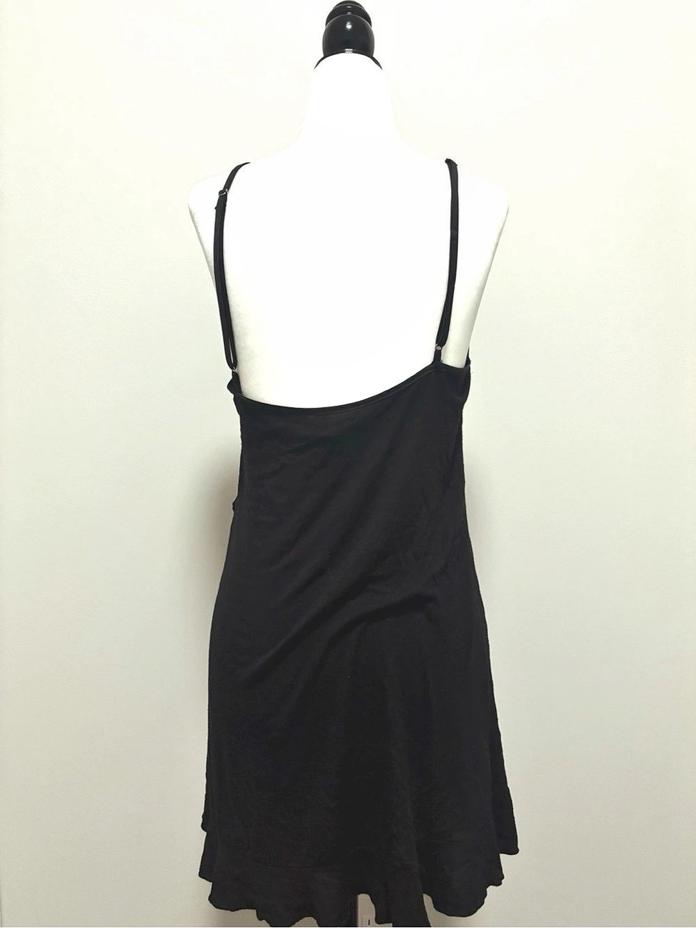 Black Ruffle Mini Dress With Rip on Strap Size M - Picture 5 of 6
